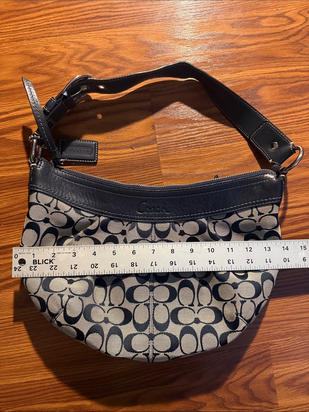 Coach Navy and Beige Signature Hobo Bag - Picture 8 of 10